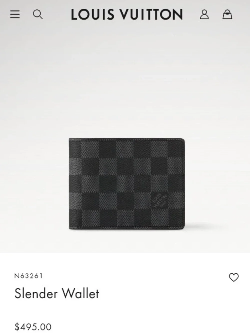 Louis Vuitton Damier Graphite Slender Wallet - Black